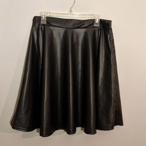 NWT Black Faux Leather Skater Skirt